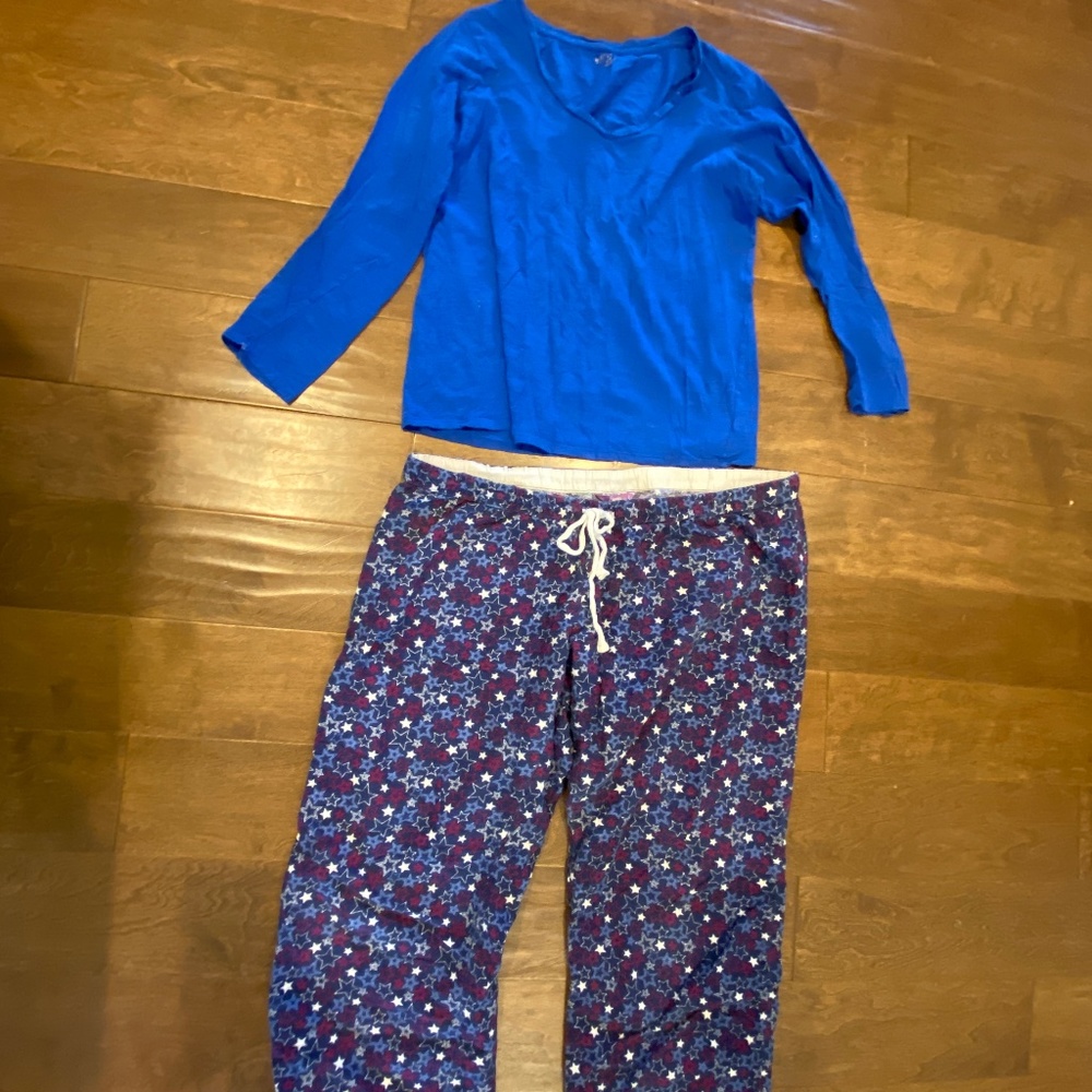Maternity Pajamas. Motherhood by Maternity. Shirt and flannel bottoms